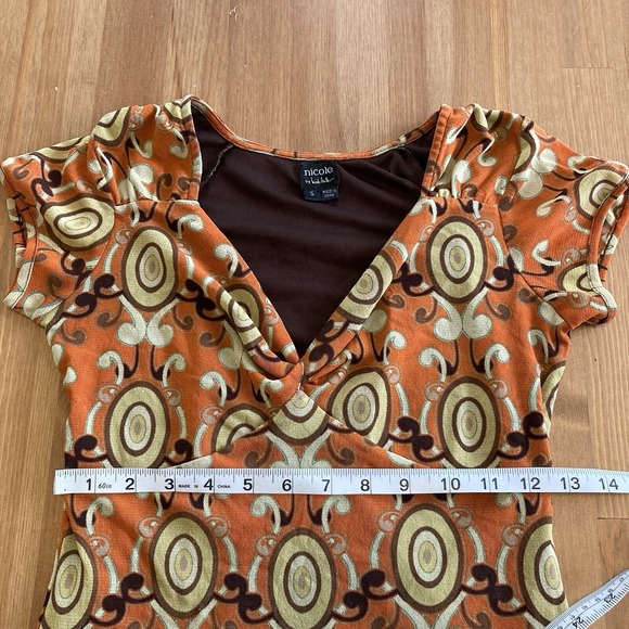 Nicole By Nicole Miller Womens Top Orange Brown Y2K Style Lined Chic Size Small - Picture 15 of 16